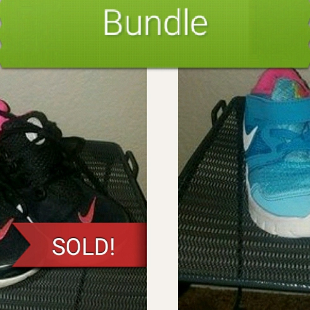 2 pairs of girls Nike sneakers